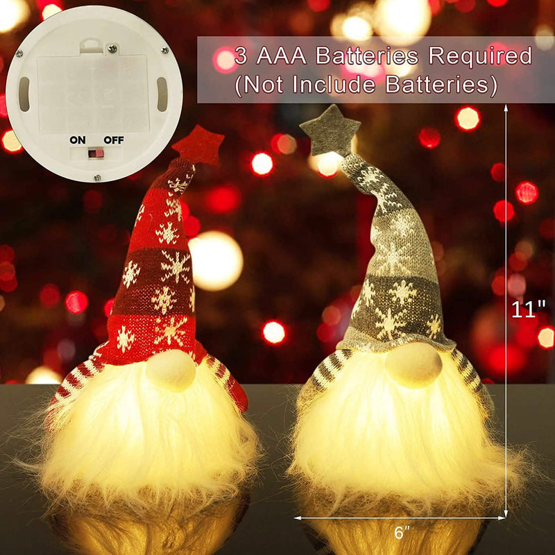 2-Pieces: 11" Lighted Christmas Gnome Santa Holiday Decor & Apparel - DailySale