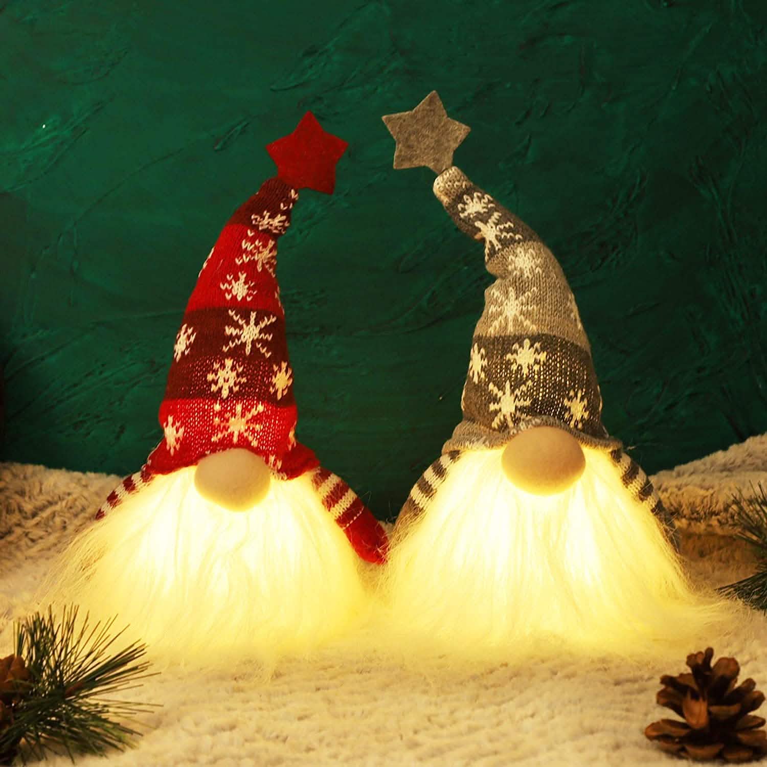 2-Pieces: 11" Lighted Christmas Gnome Santa Holiday Decor & Apparel - DailySale