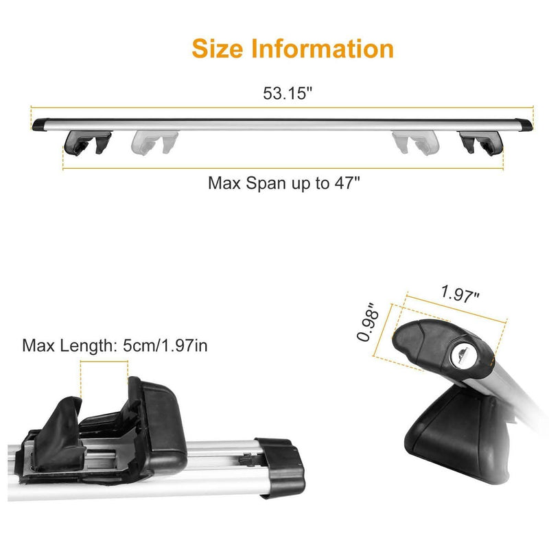 2-Pieces: Car Roof Top Crossbar Rack Automotive - DailySale