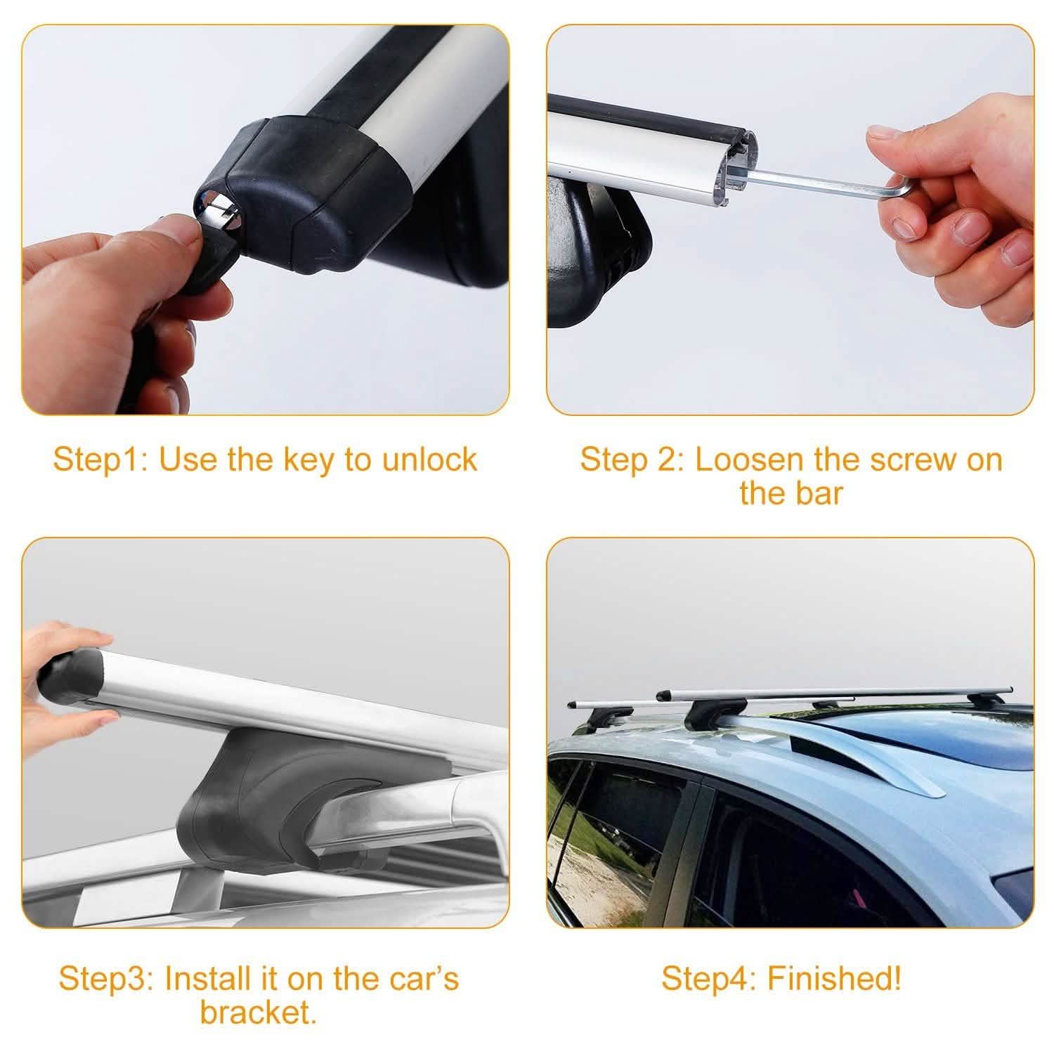 2-Pieces: Car Roof Top Crossbar Rack Automotive - DailySale