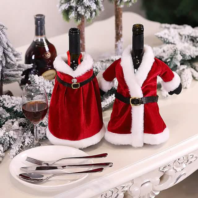 2-Pieces: Christmas Wine Bottle Cover Merry Christmas Decor Holiday Decor & Apparel - DailySale