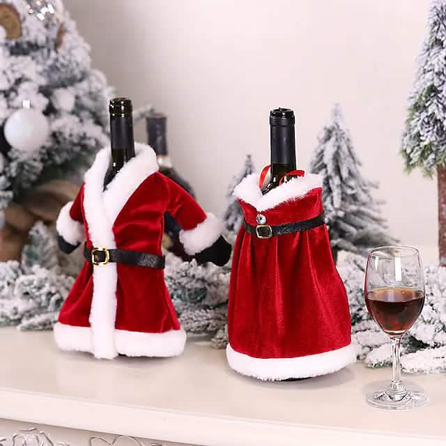 2-Pieces: Christmas Wine Bottle Cover Merry Christmas Decor Holiday Decor & Apparel - DailySale