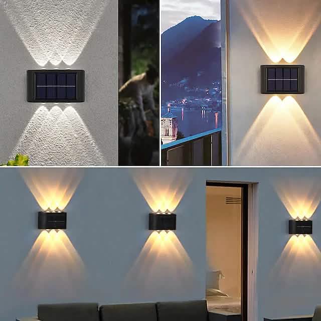 2-Pieces: Outdoor Wall Light Solar Waterproof LED Light Outdoor Lighting - DailySale