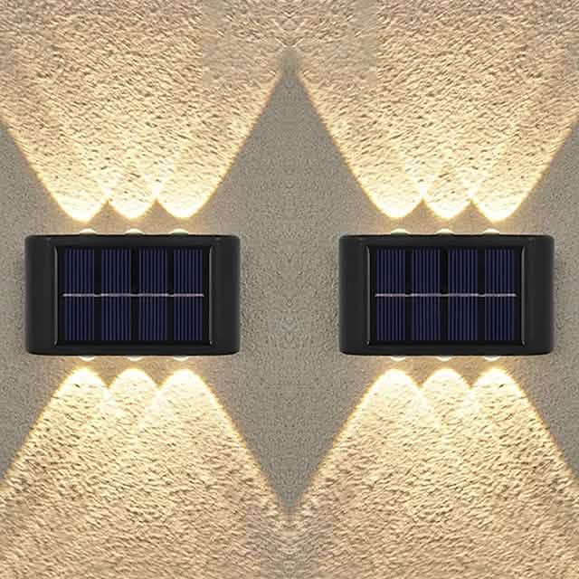 2-Pieces: Outdoor Wall Light Solar Waterproof LED Light Outdoor Lighting Warm White - DailySale
