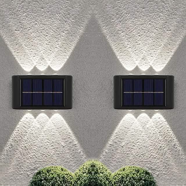 2-Pieces: Outdoor Wall Light Solar Waterproof LED Light Outdoor Lighting White - DailySale