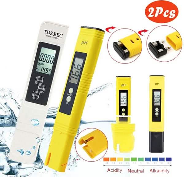 2-Pieces: PH Meter TDS EC LCD Water Purity PPM Filter Hydroponic Pool Tester Tool Everything Else - DailySale