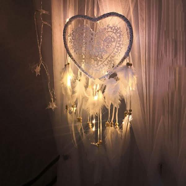 2-Pieces: Romantic LED Dream Catcher with Feather Dreamcatcher Night Light Furniture & Decor - DailySale
