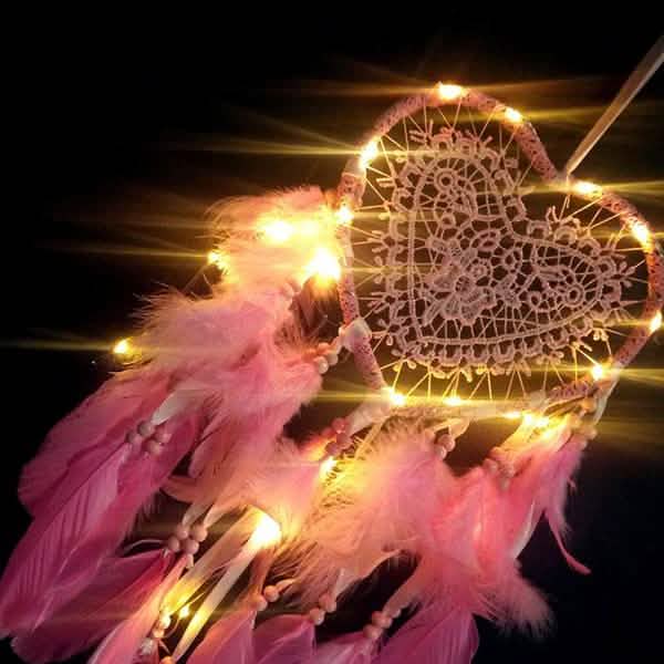 2-Pieces: Romantic LED Dream Catcher with Feather Dreamcatcher Night Light Furniture & Decor - DailySale