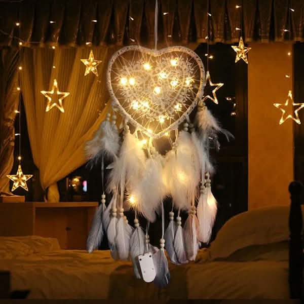 2-Pieces: Romantic LED Dream Catcher with Feather Dreamcatcher Night Light Furniture & Decor - DailySale