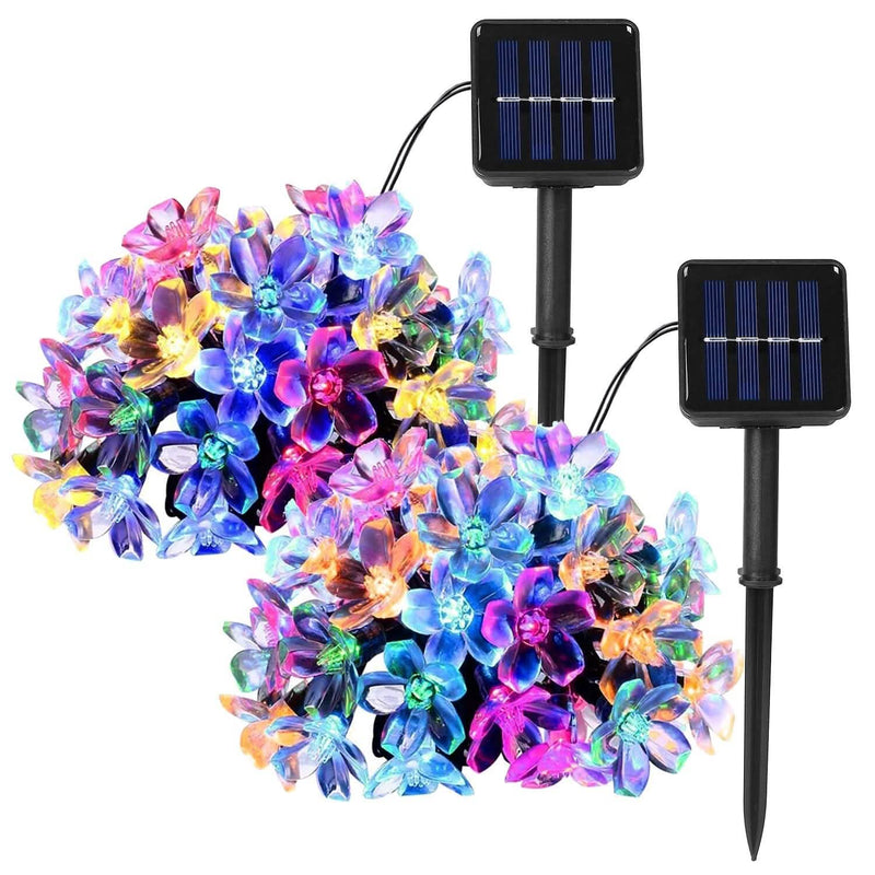 2-Pieces: Solar Power String Lights 50 LED Beads Fairy Sakura Flower String & Fairy Lights - DailySale