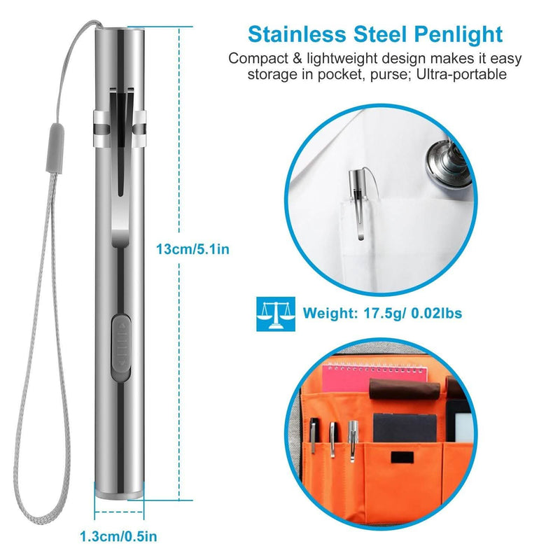 2-Pieces: Stainless Steel Flashlight Repair Water Resistant for Medical Students Sports & Outdoors - DailySale