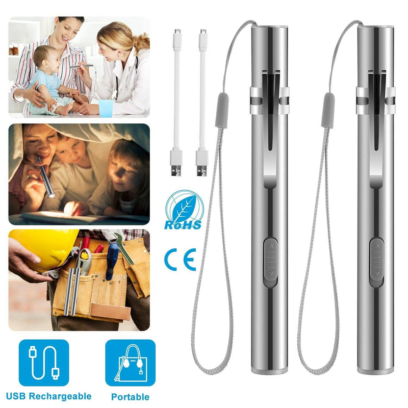 2-Pieces: Stainless Steel Flashlight Repair Water Resistant for Medical Students Sports & Outdoors - DailySale