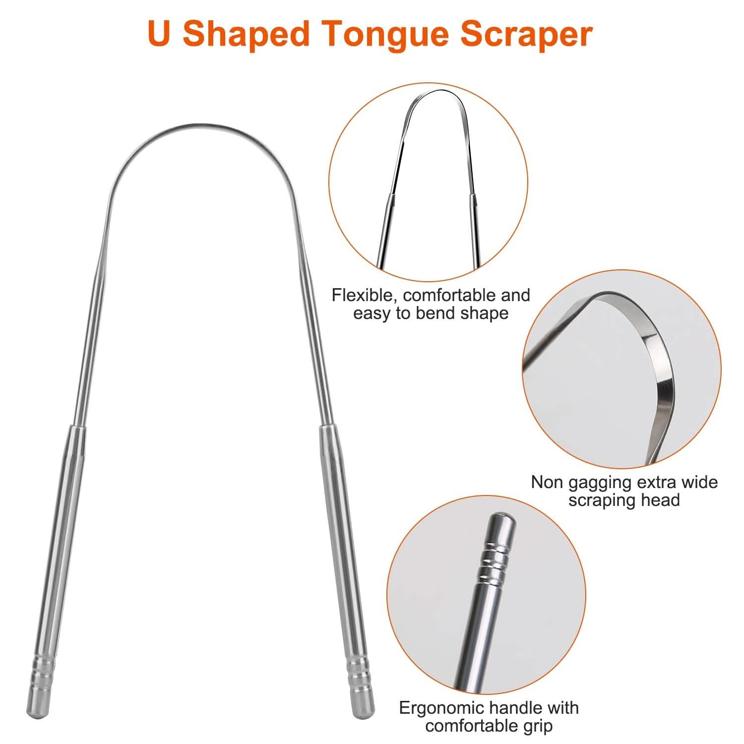 2-Pieces: Tongue Scraper Cleaner Stainless Steel Beauty & Personal Care - DailySale