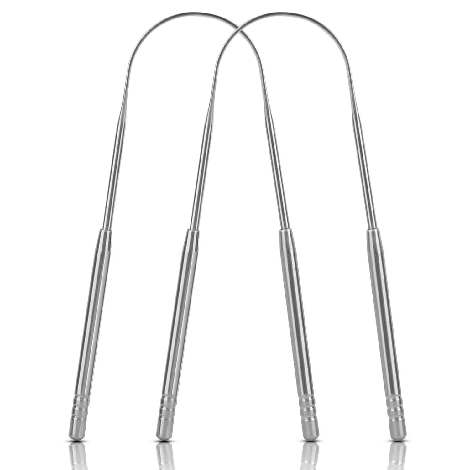2-Pieces: Tongue Scraper Cleaner Stainless Steel Beauty & Personal Care - DailySale