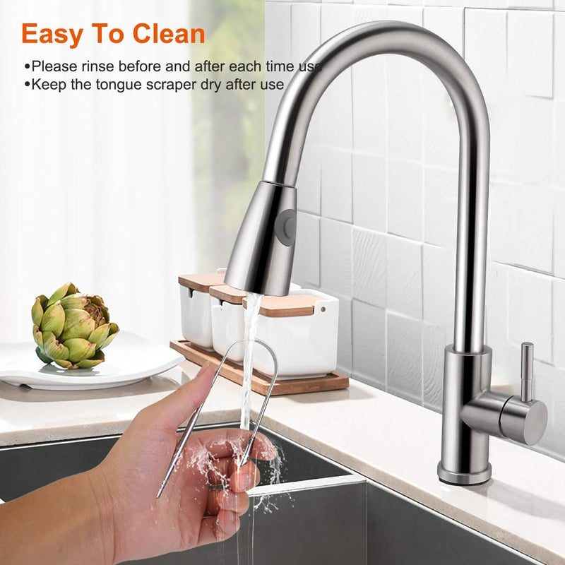 2-Pieces: Tongue Scraper Cleaner Stainless Steel Beauty & Personal Care - DailySale