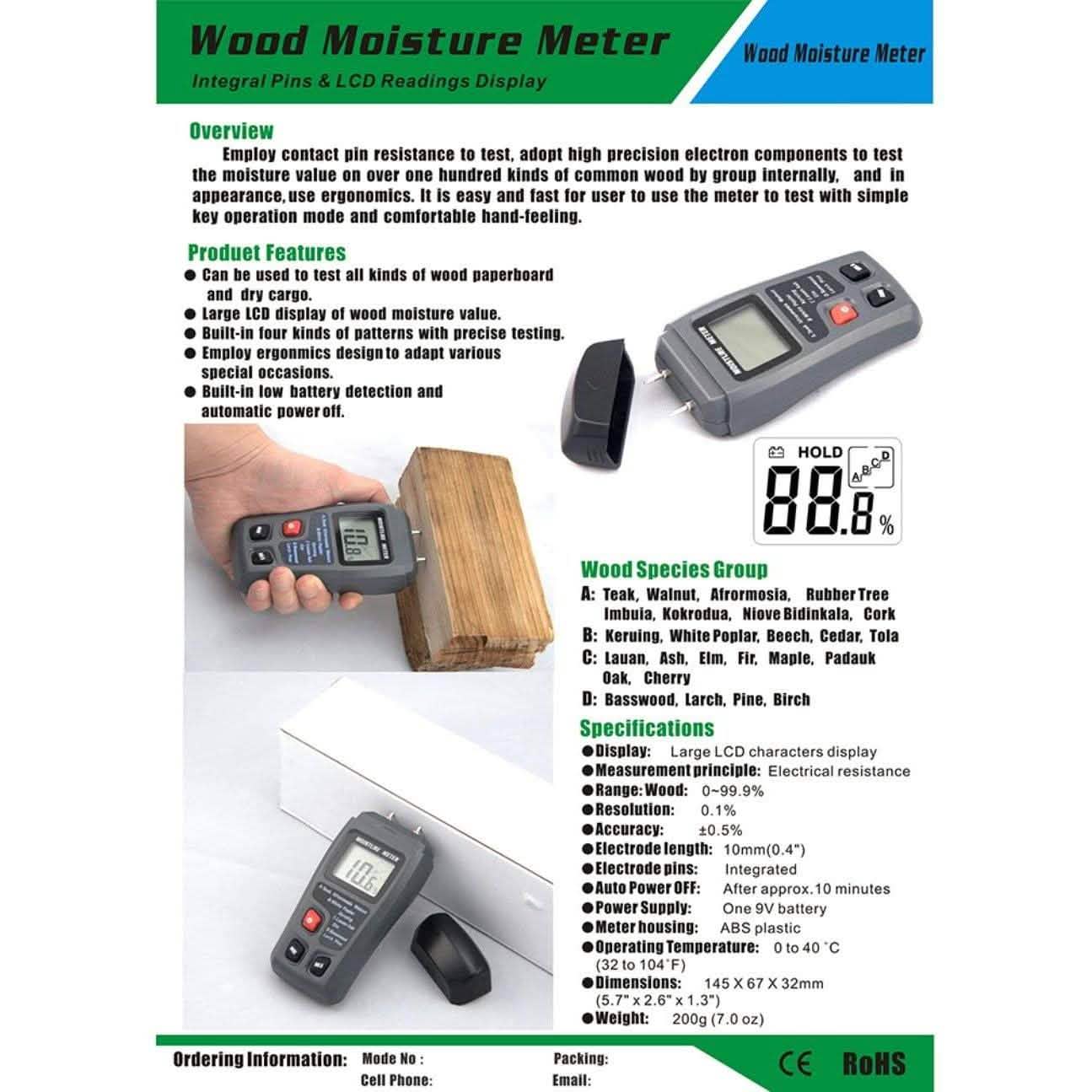 2-Pins Wood Industry Digital Moisture Meter Everything Else - DailySale