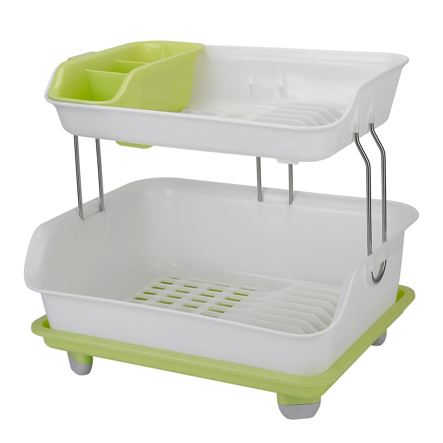 DailySale 2-Tier Dish Drying Rack with Cup Holder and Drainboard