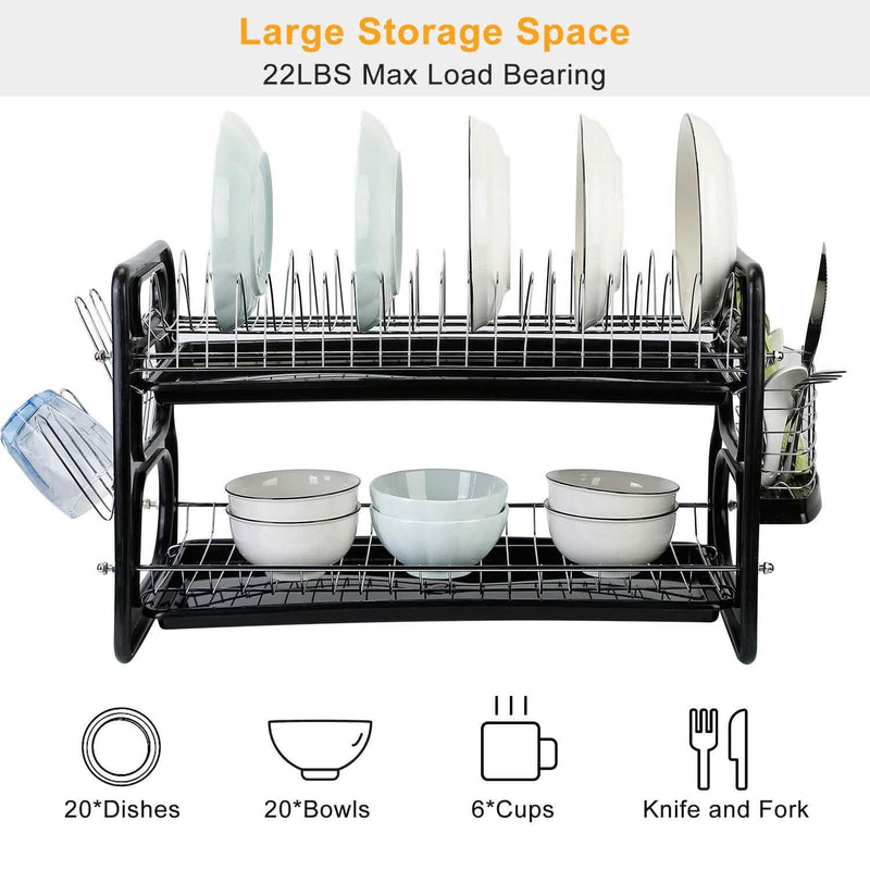 2-Tier Dish Drying Rack Drainboard Set Kitchen & Dining - DailySale