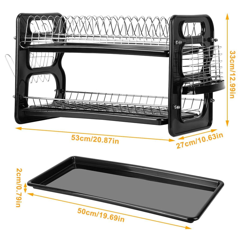 2-Tier Dish Drying Rack Drainboard Set Kitchen & Dining - DailySale