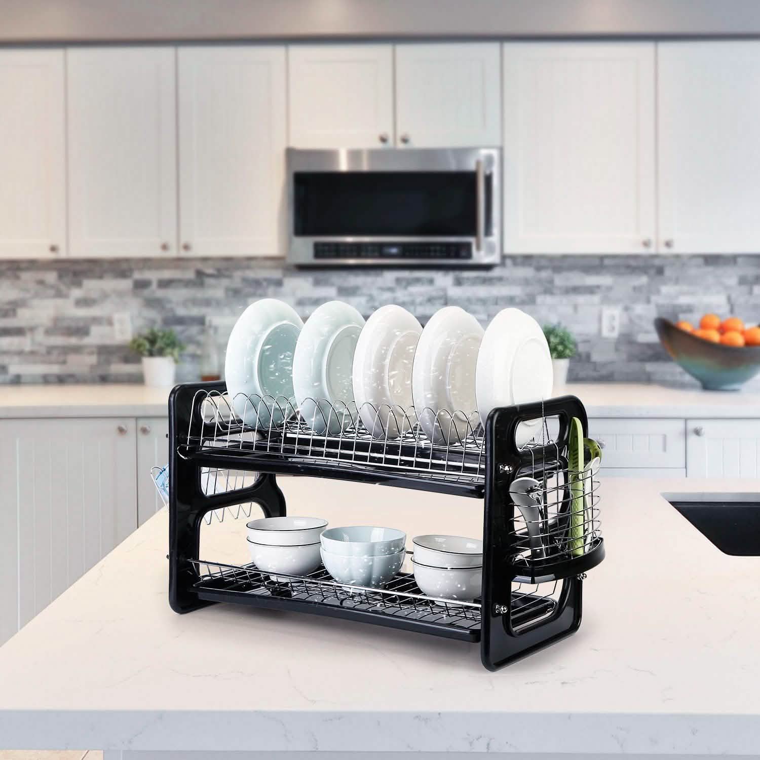 2-Tier Dish Drying Rack Drainboard Set Kitchen & Dining - DailySale
