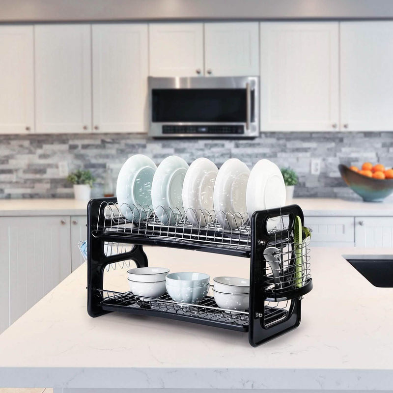2-Tier Dish Drying Rack Drainboard Set Kitchen & Dining - DailySale