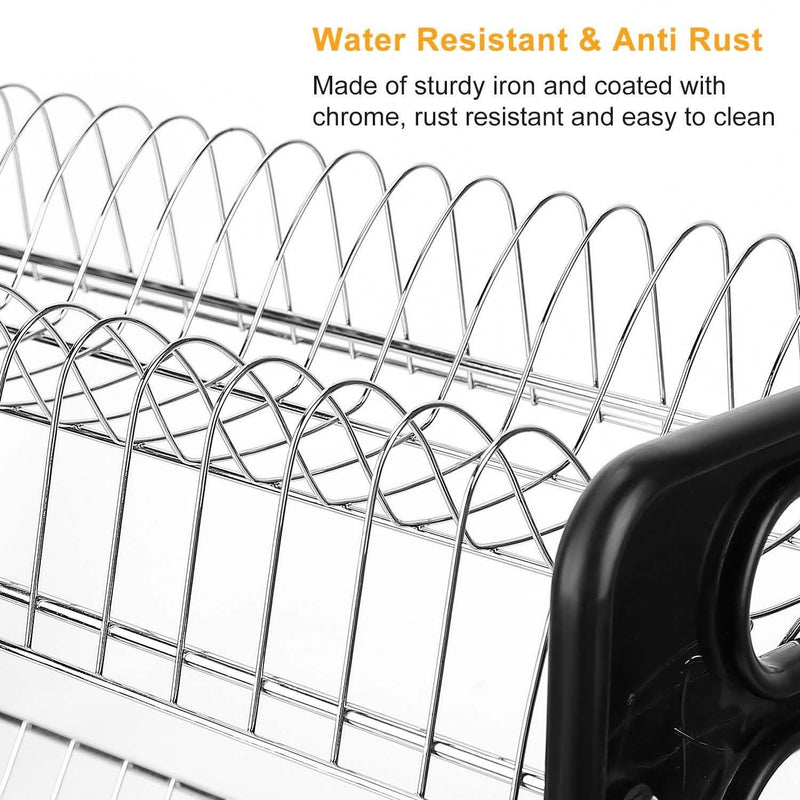 2-Tier Dish Drying Rack Drainboard Set Kitchen & Dining - DailySale