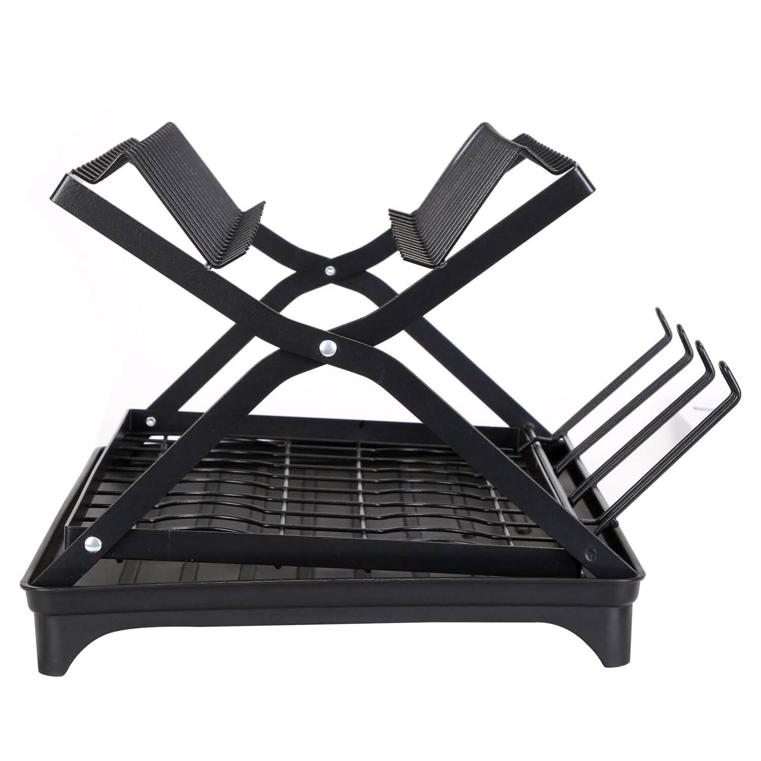 2-Tier Dish Drying Rack with Cup Holder and Drainboard Kitchen Storage - DailySale