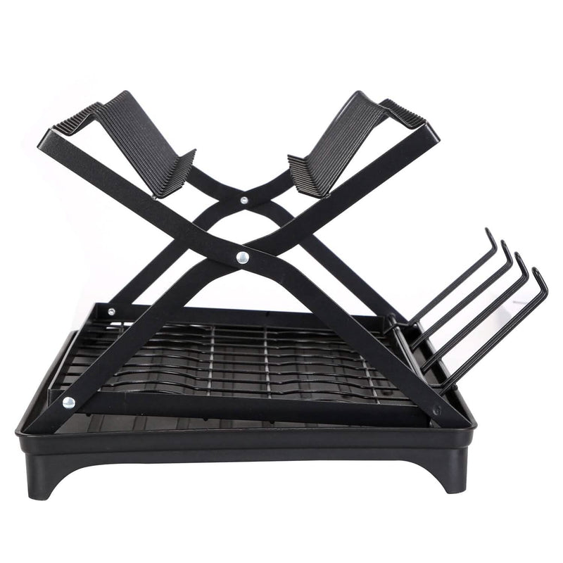 2-Tier Dish Drying Rack with Cup Holder and Drainboard Kitchen Storage - DailySale