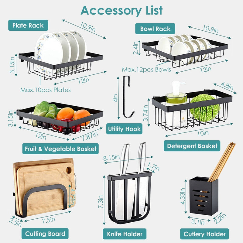 2-Tier Over the Sink Dish Drying Rack Kitchen Storage - DailySale