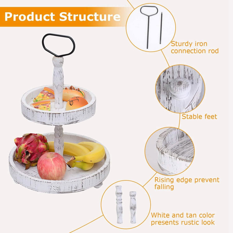 2-Tier Serving Tray Round Farmhouse Kitchen Kitchen Storage - DailySale