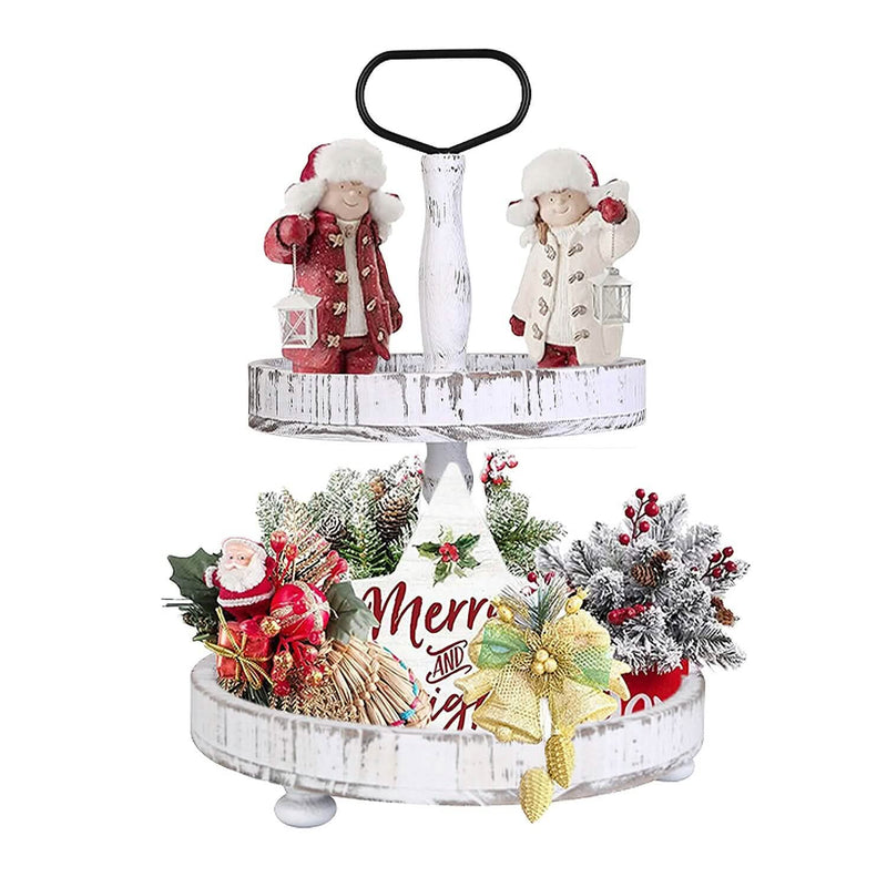 2-Tier Serving Tray Round Farmhouse Kitchen Kitchen Storage - DailySale
