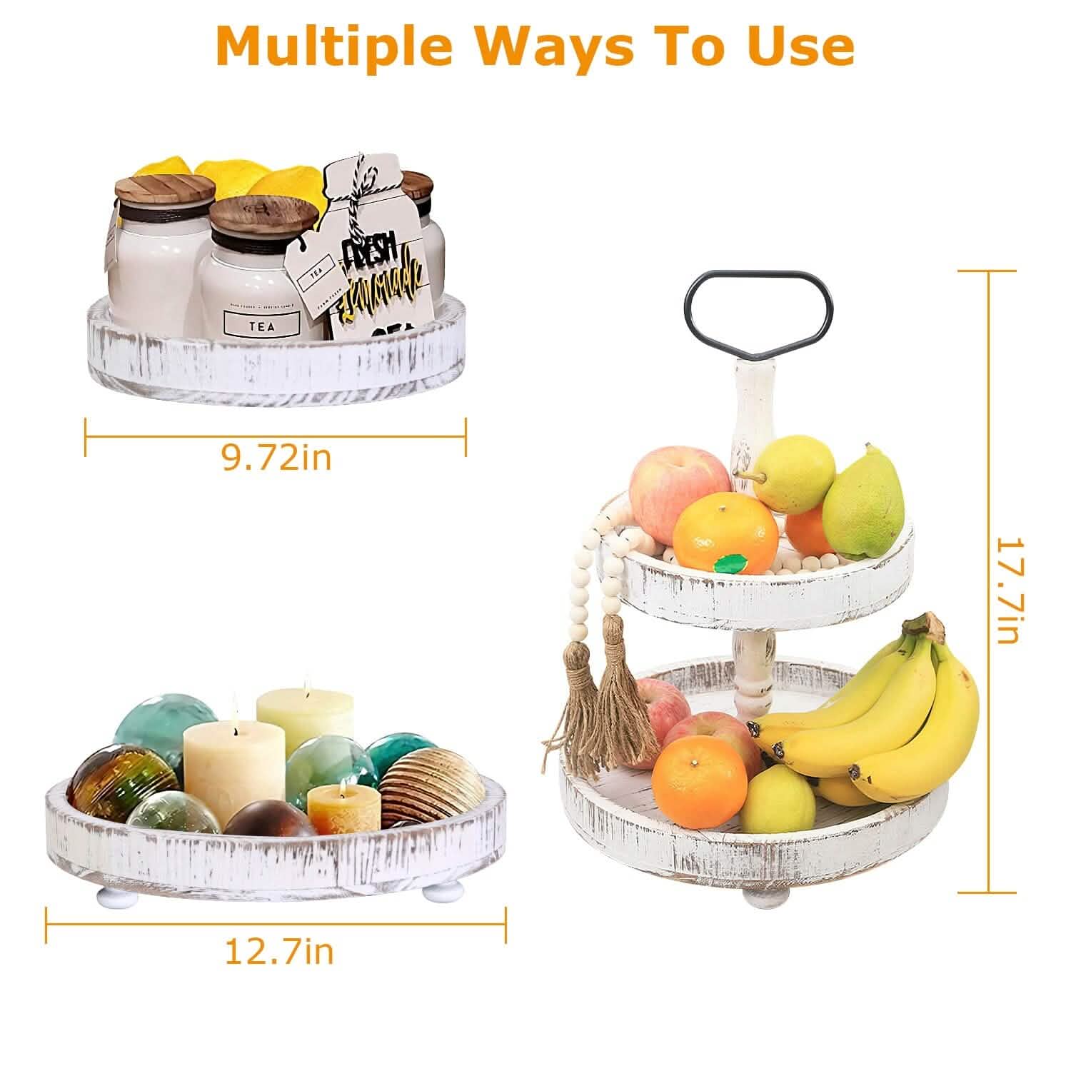 2-Tier Serving Tray Round Farmhouse Kitchen Kitchen Storage - DailySale