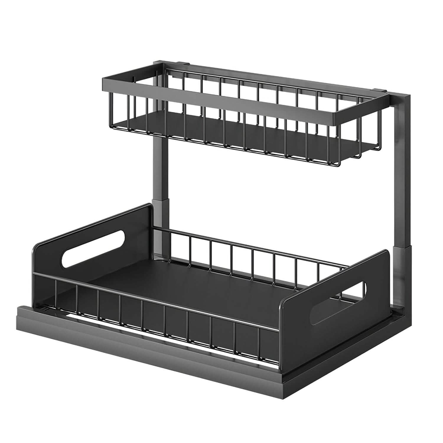 2-Tier Under Sink Organizer Pull Out Basket Storage Kitchen Storage - DailySale