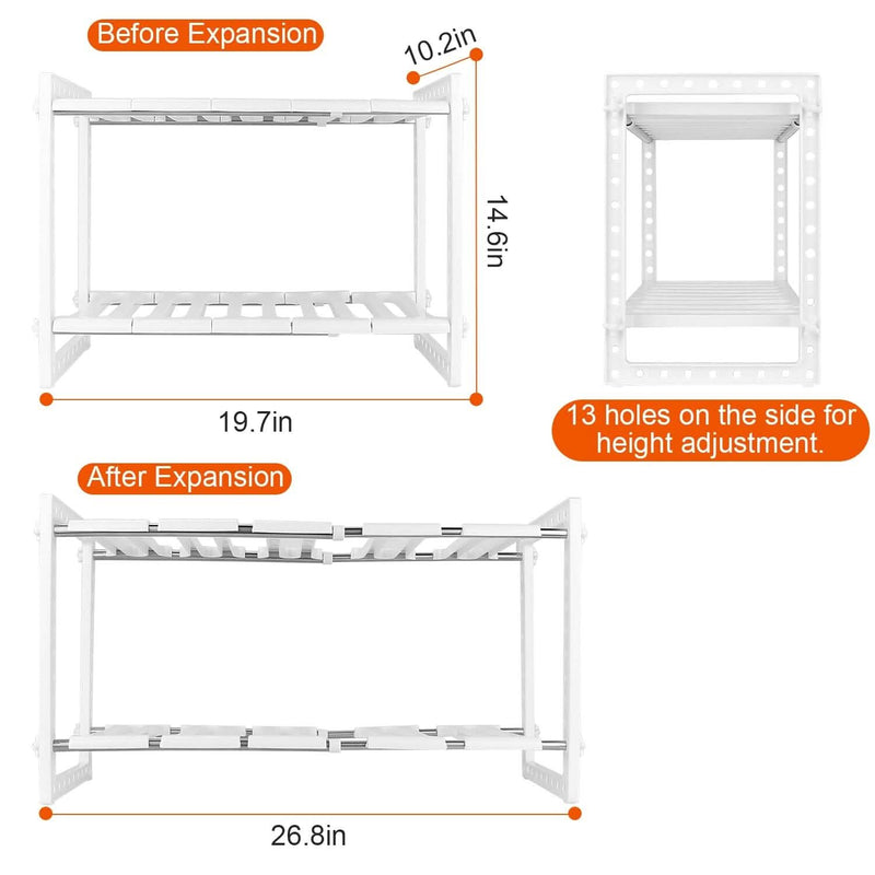 2-Tier Under Sink Organizer Retractable Space Saving Storage Kitchen Storage - DailySale