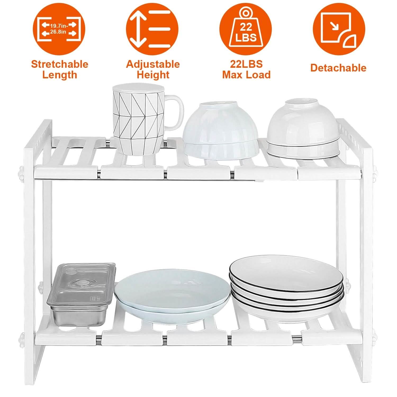 2-Tier Under Sink Organizer Retractable Space Saving Storage Kitchen Storage - DailySale