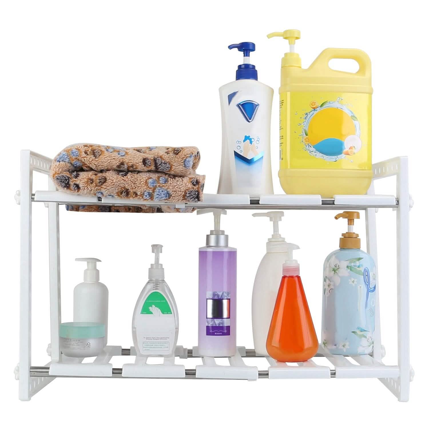 2-Tier Under Sink Organizer Retractable Space Saving Storage Kitchen Storage - DailySale