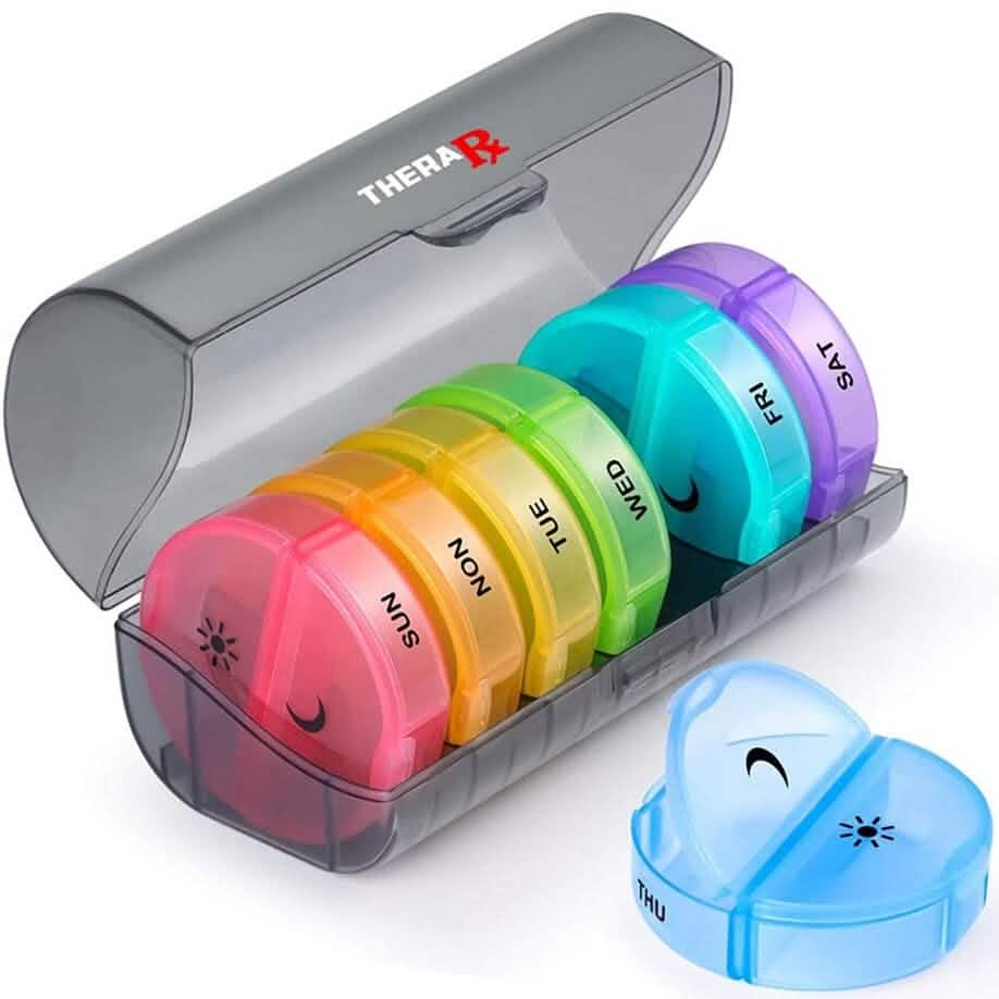 2 Times A Day AM PM Weekly Pill Organizer Large Daily Pill Box With Black Case For Travel Wellness - DailySale