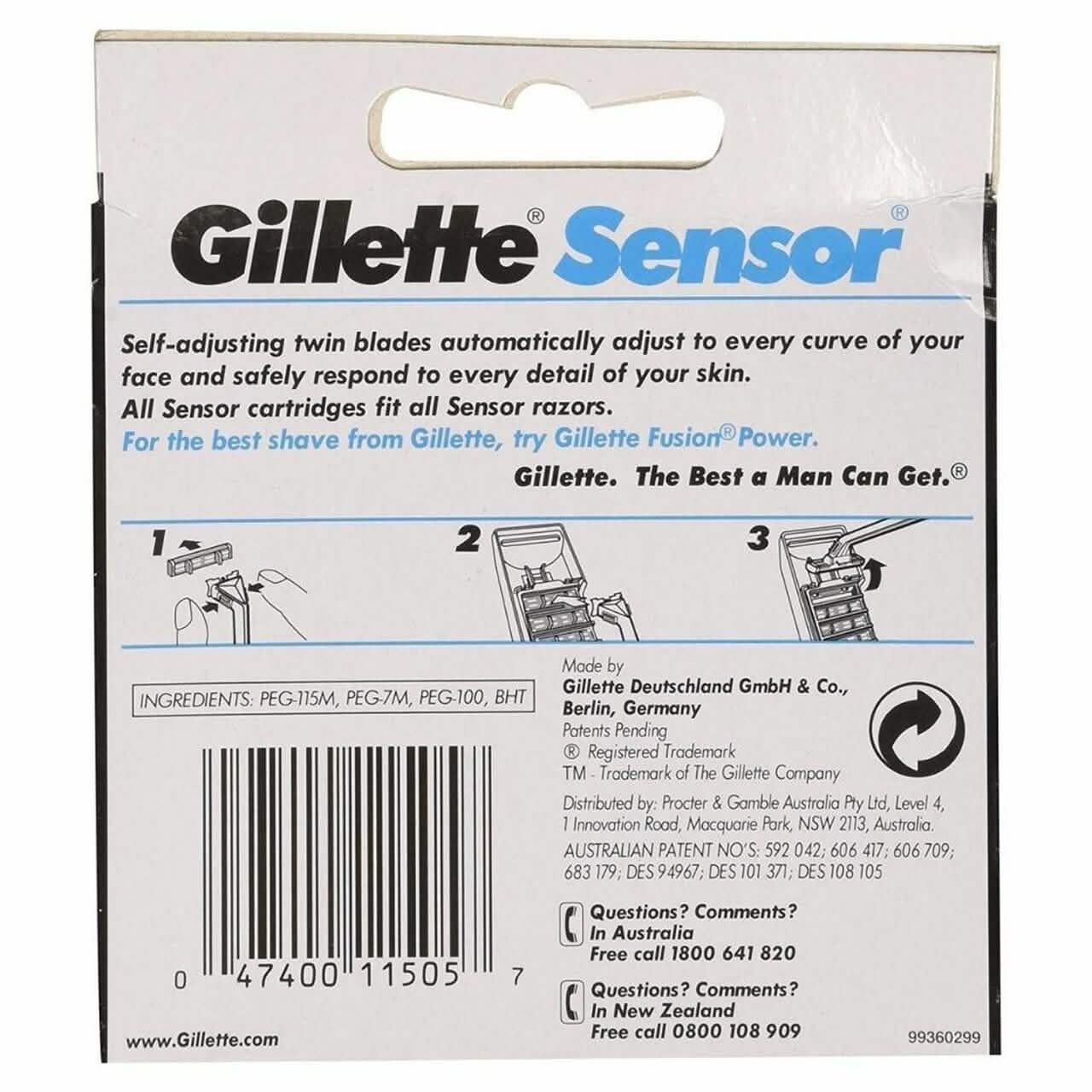 20-Pack: Gillette Sensor Razor Refill Cartridges Men's Grooming - DailySale