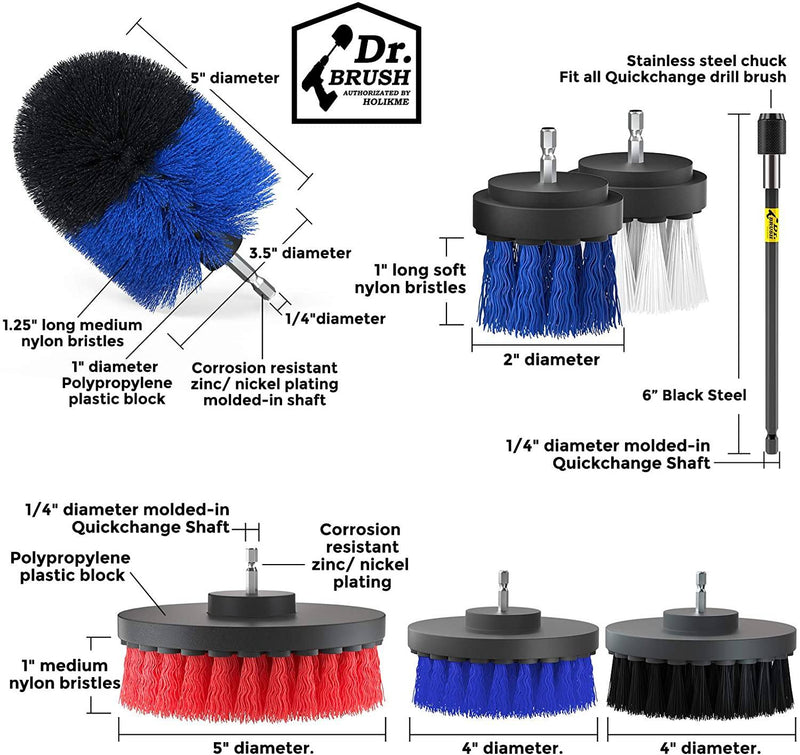 Unit dimensions of blue 20-Pack Holikme Drill Brush Attachment Set