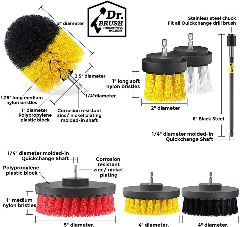 Unit dimensions of yelow 20-Pack Holikme Drill Brush Attachment Set