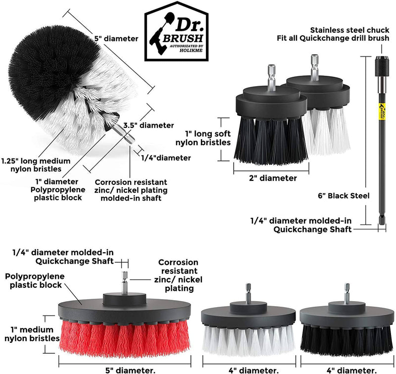 Unit dimensions of white 20-Pack Holikme Drill Brush Attachment Set