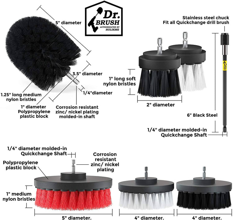 Unit dimensions of black 20-Pack Holikme Drill Brush Attachment Set
