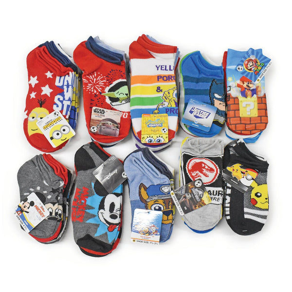 20-Pair: Licensed Assorted Kids' No-Show Socks Kids' Clothing Boys Assortment - DailySale