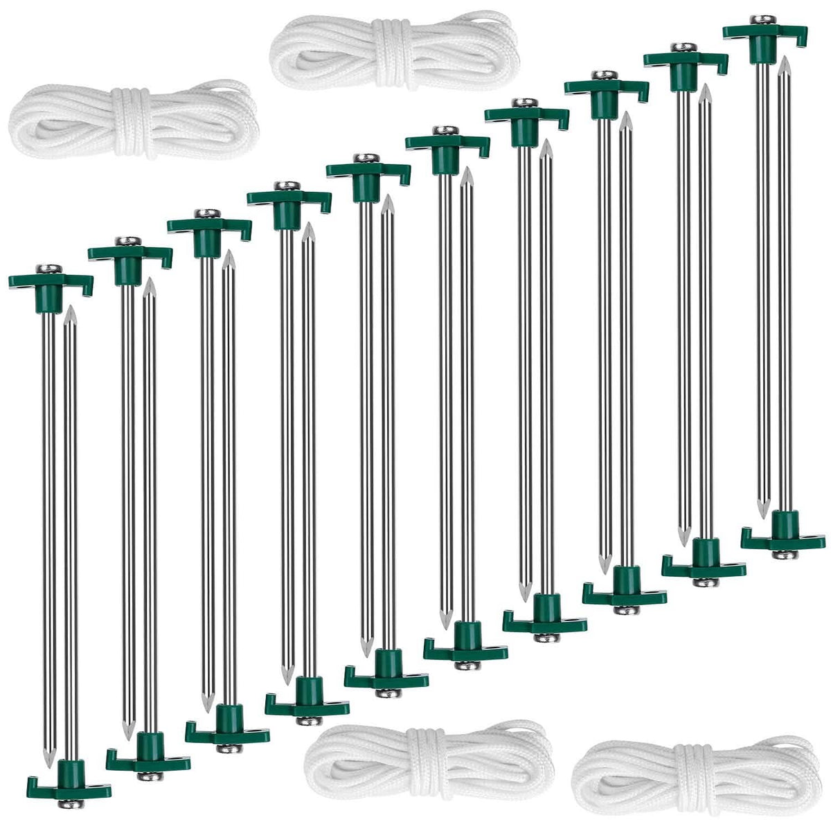 20-Piece: 9.8-Inch Tent Pegs Ropes Set Sports & Outdoors - DailySale