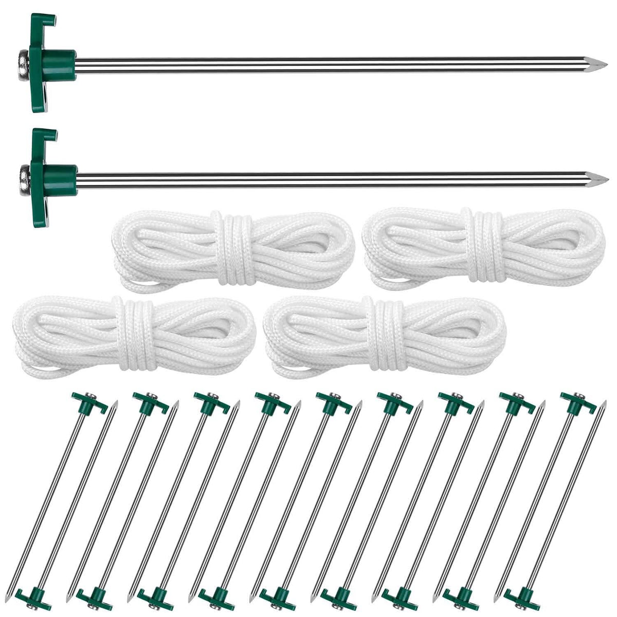 20-Piece: 9.8-Inch Tent Pegs Ropes Set Sports & Outdoors - DailySale