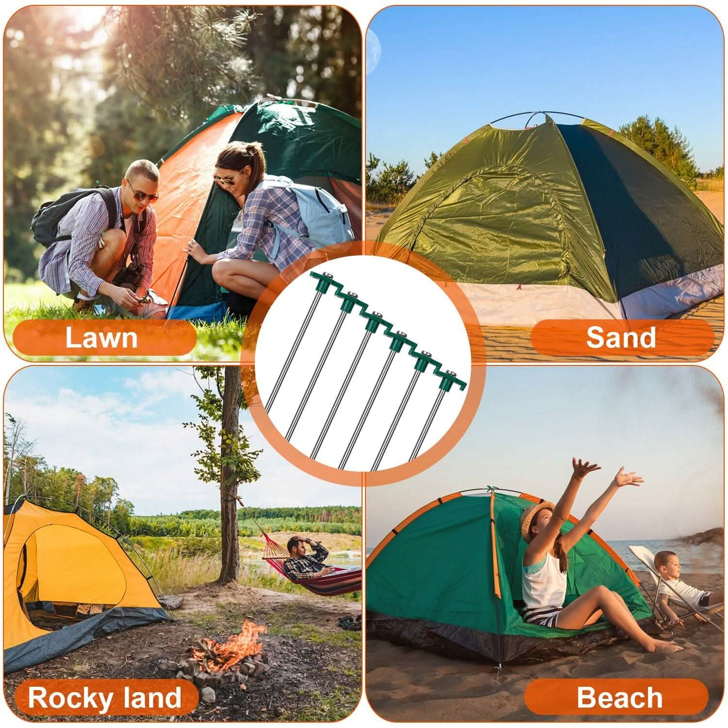 20-Piece: 9.8-Inch Tent Pegs Ropes Set Sports & Outdoors - DailySale