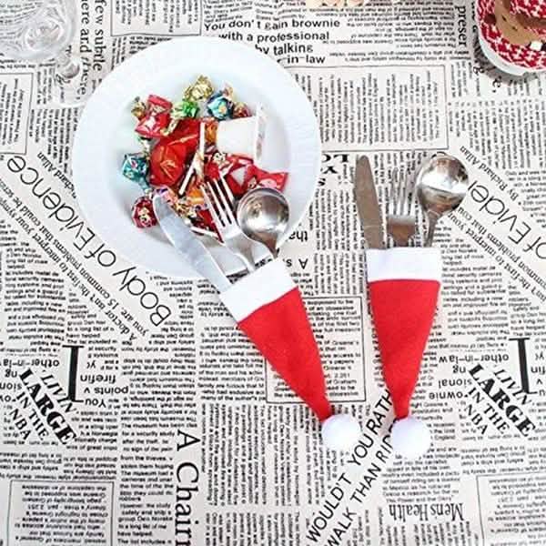 20-Piece: Christmas Santa Hat Silverware Storage Bag Holiday Decor & Apparel - DailySale
