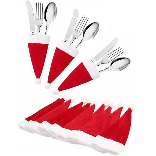 20-Piece: Christmas Santa Hat Silverware Storage Bag Holiday Decor & Apparel - DailySale