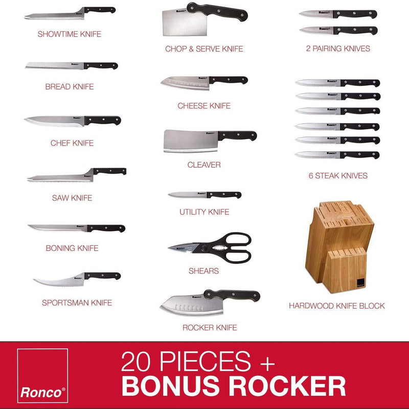 20-Piece: Professional Kitchen Knife Set with Knife Block Kitchen Essentials - DailySale