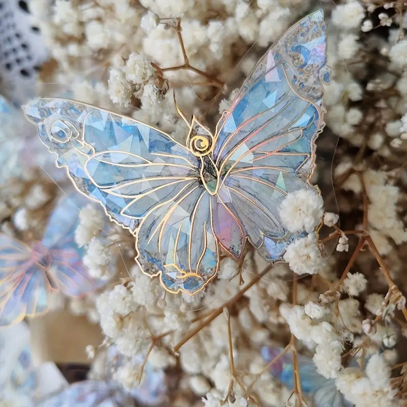 20-Pieces: Ice Crystal Laser Butterfly Decorative PET Stickers Arts & Crafts - DailySale